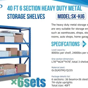 SKLP SK-HJ6 Metal Storage Shelves: (7) Uprights 78" x 24" and (36) 78" Crossmember With Steel Shelves