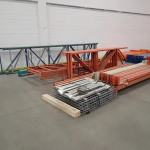 Lot of Approx. (14) Asst. Pallet Rack Uprights, (42) Asst. Crossbeams, Wire Decking and Crossbars.