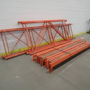 Lot of (4) Asst. Pallet Rack Uprights and (13) Asst. Crossbeams.
