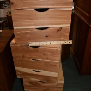 3 Cedar And Particle Wood Storage Drawers, Each Measures 15 x 16 x 15