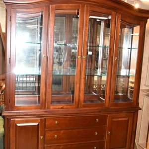 Thompsonville 2-Piece China Cabinet With Lights, Mirrored Back And Beveled Glass, Measures 68.5 x 15 x 87