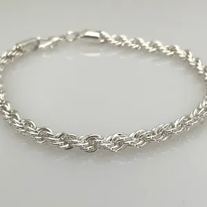 Silver Tone Rope Chain Bracelet