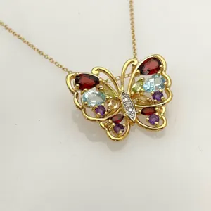 Gemstone Butterfly Necklace