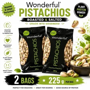 2 WONDERFUL SALTED PISTACHIOS 225G BB 12/26