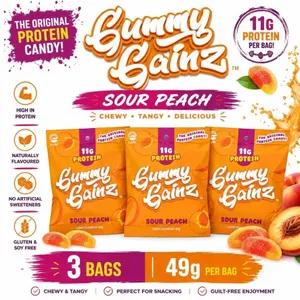 3 GUMMY GAINZ SOUR PEACH BB 06/26