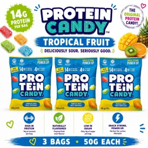 3 PROTEIN CANDY TROPICAL FRUIT 14G PROTEIN 11/26
