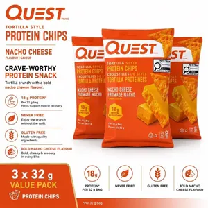 3 QUEST NACHO CHEESE 18G PROTEIN CHIPS BB 09/26