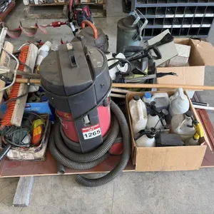 Pallet With Shop Vac, Brooms, Squeege And More