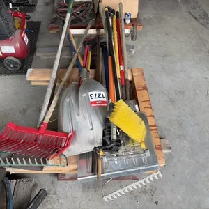 Pallet With Shovels, Broom, Rake, And More