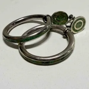 Turquoise & Silver? Screw Back Earrings -see pics