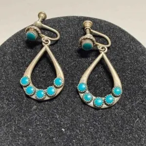 Sterling Silver Turquoise Screw Back Earrings