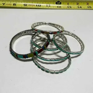 6 Stretch Bracelets w/turquoise like insets