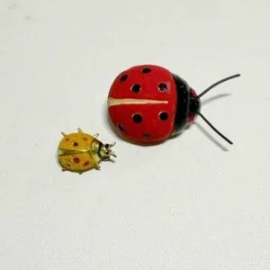 2 Lady Bug metal Brooches Pins