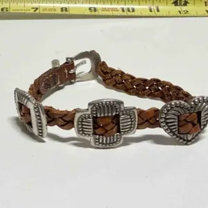 Brighton 1994 Belt Leather Braid Conch Bracelet