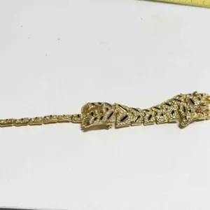 7" Shoulder Tiger Brooch Gold tone Black