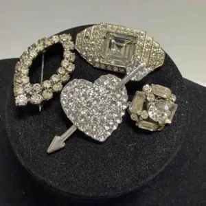 4 Clear Rhinestone Brooches for parties/everyday!