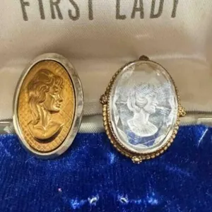 2 vintage Cameo Brooches-Jackie Kennedy is