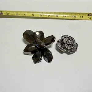2 Large Statement Cocktail Brooches-lg dark gray