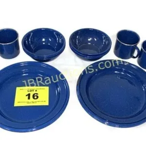 BLUE GRANTE CAMPWARE - 6 CUPS, PLATES AND BOWLS