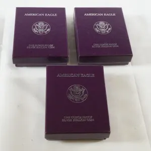 Lot of (3) 1986 Silver American Eagles in Box