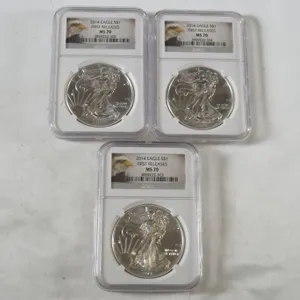 Lot of (3) 2014 NGC MS 70 Silver American Eagles