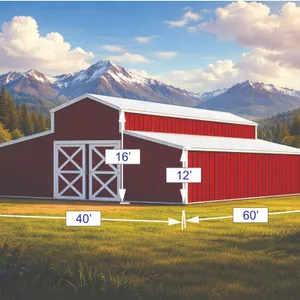 DIY KIT - 40x60x16 Pole Barn Kit - Complete Package - Trusses, Framing, Metal Siding & Roofing Included. Guaranteed by Larkspur Buildings. Larkspu