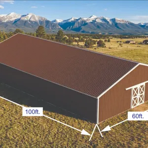 DIY KIT - 60x100x16 Pole Barn Kit - Complete Package - Trusses, Framing, Metal Siding & Roofing Included. Guaranteed by Larkspur Buildings. Larksp