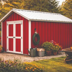 DIY KIT  - 8x12 Garden Shed - Red Metal Siding - Galvanized Roof & Trim - Heavy Duty - PLEASE PLAN AROUND 3 WEEKS FOR LOT PICKUP.