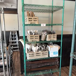 36"x24"x92" portable shelf w/ assorted silverware