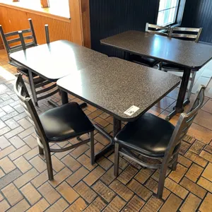 1) 48"x28"x29" table w/ 2) 28"x30"x29.5" tables w/ 6) chars