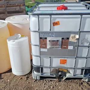 1000 Litre Tote, 2 - 45 Gallon Barrels, 14 Gallon Barrel