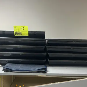 Lot of (10) black poly cash trays and (2) blue zippered money bags. Trays feature a multi-compartment design for bills and coins with wire bill clips.