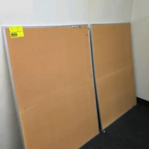 Metal framed corkboard. Features a natural cork surface and an aluminum frame. Designed for wall mounting. 36"W x 48"H.