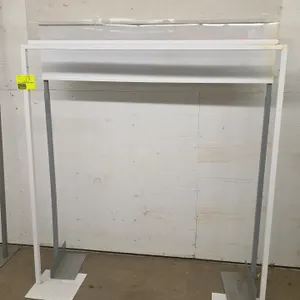 Metal frame sign stands. Features adjustable height frames and clear acrylic sign holder inserts. Includes (1) 50"W stand and (1) 51"W stand. Construc