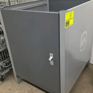 GBC metal open top cabinet. Features steel construction with a two-tone gray finish, an open top, and a single front access door with a recessed latch