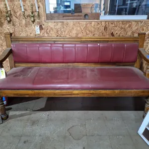 Vintage Upholstered Wood Bench, 70"x23"x39"