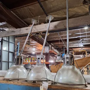 3 Metal/Glass Hanging Lights, 12" Diameter