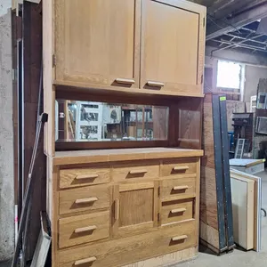 Vintage Wood/Mirrored Built-In Cabinet, 50"x16"x86"