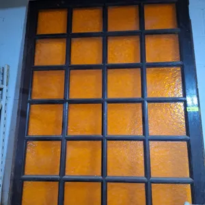 Colored Glass 24-Panel Window, Approx 48"x60"