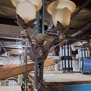 Vintage Wall-Mount Iron/Glass Light, Approx 24"xH