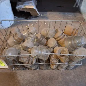 Basket of Vintage Glass Insulators