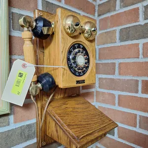 Antique Style Wood Telephone, 18"H