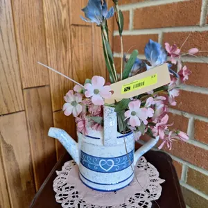 Italian Figural Teapot Planter with Flowers, 16"