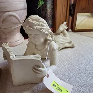 Resin Book reader Garden Sculpture, 21"W
