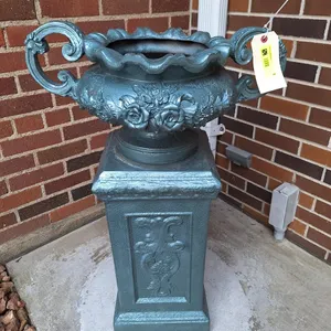 Outdoor Planter on Pedestal, 12"x12"x33"