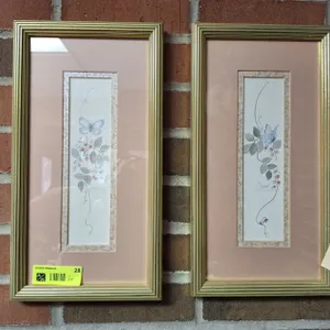 Pair of Framed, Signed and Numbered Butterfly Artworks, 8"x15"