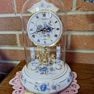 Linden Desk Clock, German Clock with Glass Dome, Approx 9"