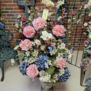 Bacchus Motif Planter with Floral Arrangement, 56"H