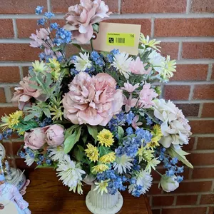 Faux Flowers in Pot, 22"H