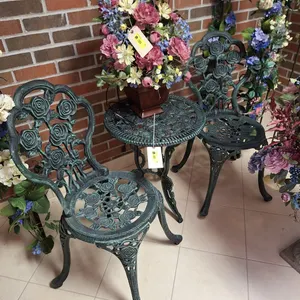 Ornate Metal Patinated Bistro Set Chairs, 36"H